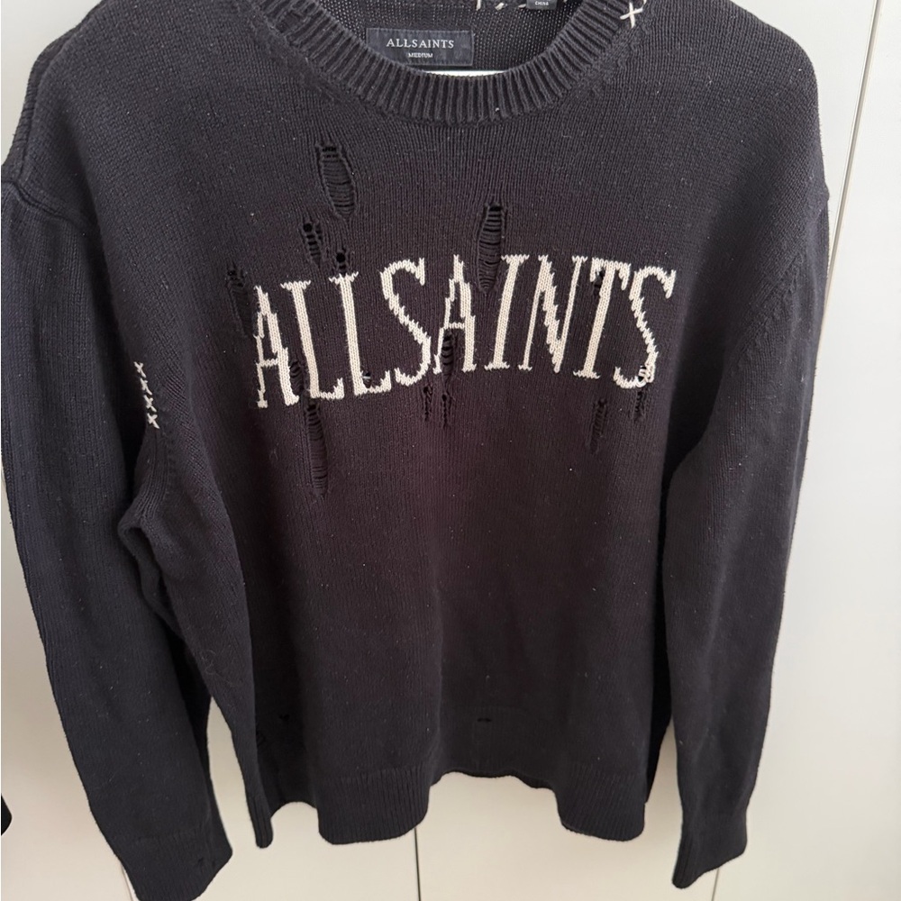 All Saints Black Crewneck Sweater